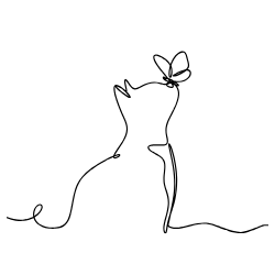 Illustration of a cat reaching toward a butterfly